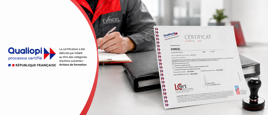 Certification Qualiopi EVINCEL Formation – agréments et certifications organisme de formation à Chassieu près de Lyon
