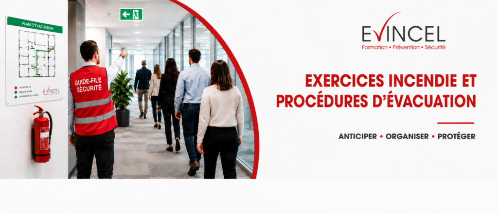 Exercices incendie et procédures d’évacuation en entreprise avec EVINCEL Formation à Lyon Chassieu