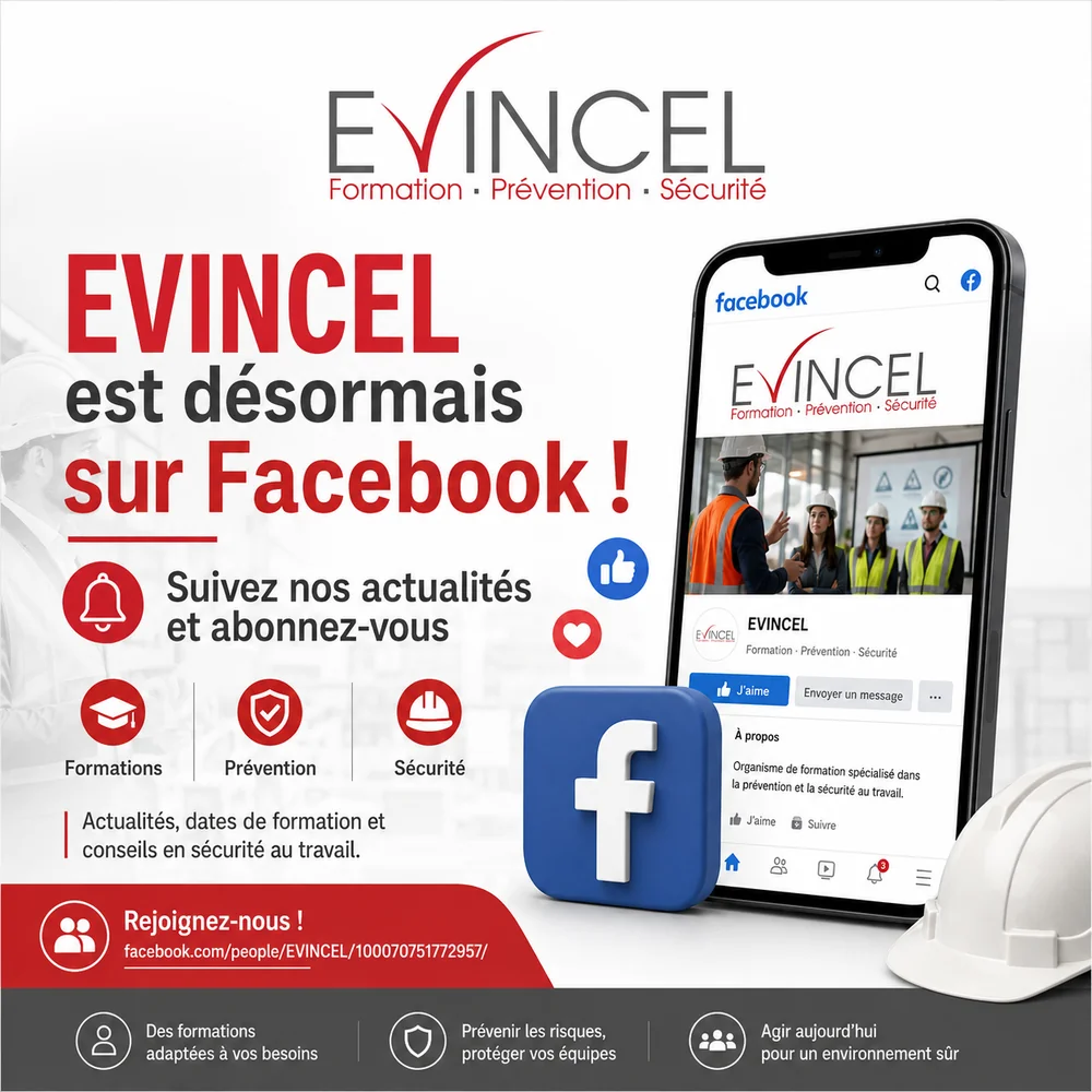 EVINCEL Formation est présent sur Facebook pour partager ses actualités, formations et conseils en prévention sécurité à Lyon.