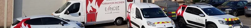 Centre de formation sécurité EVINCEL à Lyon avec véhicules pédagogiques et unité mobile de formation incendie