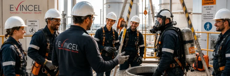 Formation ARI en espace confiné à Lyon avec EVINCEL lors d’un exercice pratique en environnement industriel