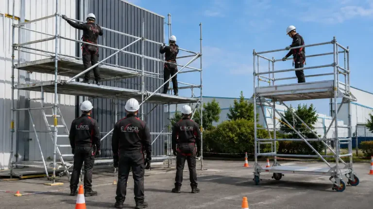 Formation pratique sur échafaudage fixe R408 et échafaudage roulant R457 à Lyon avec EVINCEL