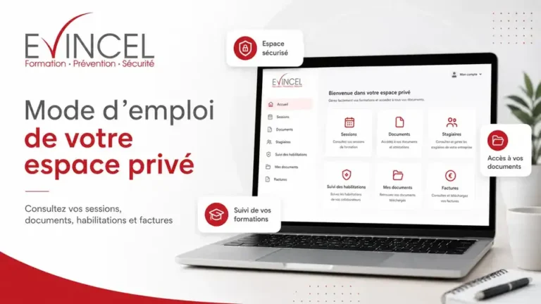 Mode d’emploi de l’espace privé client EVINCEL pour consulter et télécharger les documents de formation