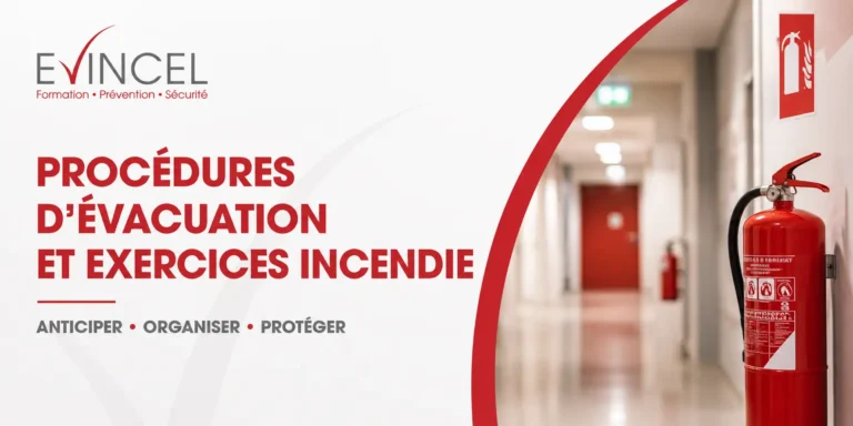Extincteur dans un couloir illustrant les procédures d’évacuation et les exercices incendie en entreprise