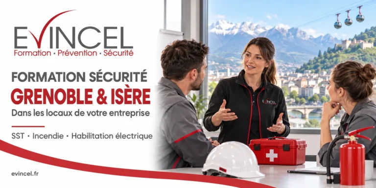 Formations sécurité EVINCEL à Grenoble et en Isère : SST, incendie et habilitation électrique dans votre entreprise.